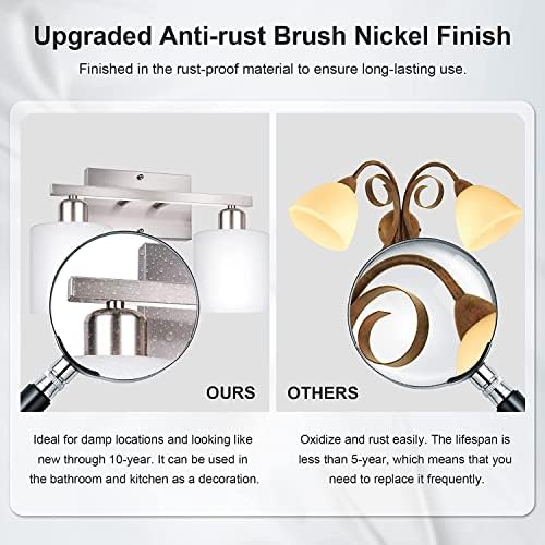 Bathroom Vanity Light Fixture Brushed Nickel, 2-Light Wall Sconces - Image 5