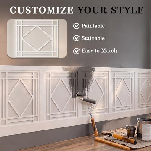Threehoney 6 Pack Wainscoting Panels 30.7 x 23.6 Inch, Covers 30 Ft², Paintable - Image 4