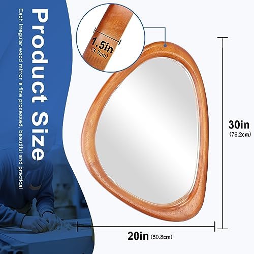 Irregular Wall Mirror, 30*20inch Asymmetrical Wood Mirrors, Entryway Mirror - Image 2