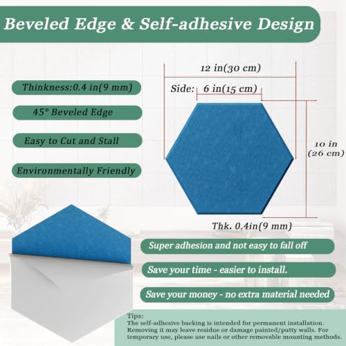 Hexagon Acoustic Panels, 12 Pack Self-Adhesive Sound Panels - Image 4
