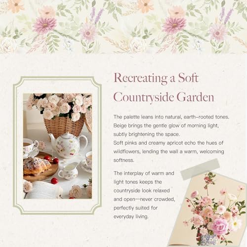 Dimoon Floral Peel and Stick Wallpaper Beige Boho Neutral Cottage Contact Paper - Image 4