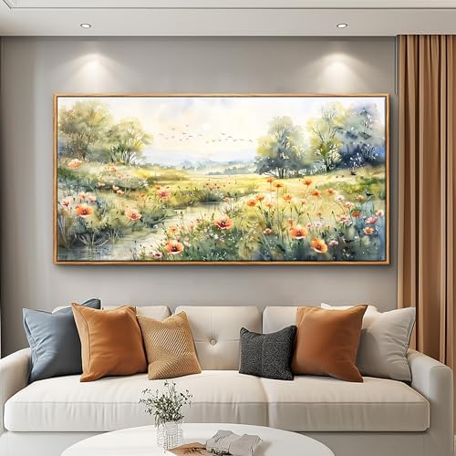 XIGUANGART Framed Canvas Prints Wall Art Pastoral Art Work by XIGUANGART