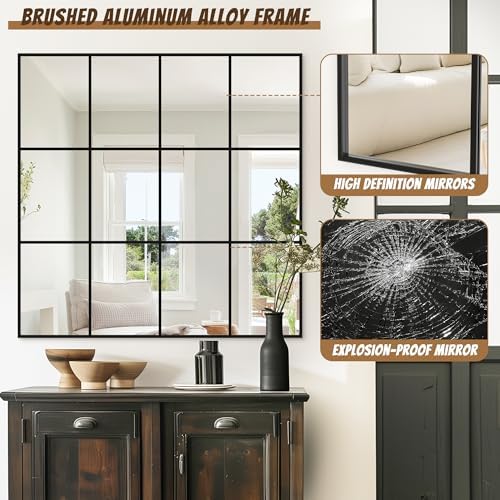 Antok Wall Mirror, Metal Framed Wall Mounted Mirror, Hanging or Leaning - Image 5
