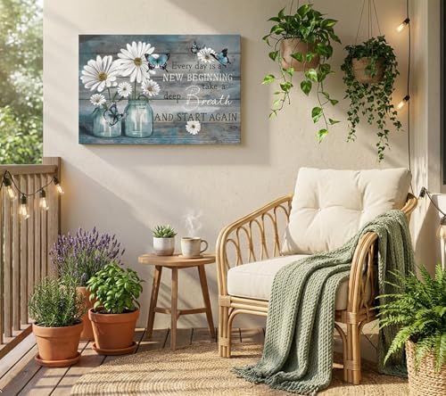 Daisy Canvas Wall Art Butterfly Wall Decor Inspirational Poster Print Flower - Image 7
