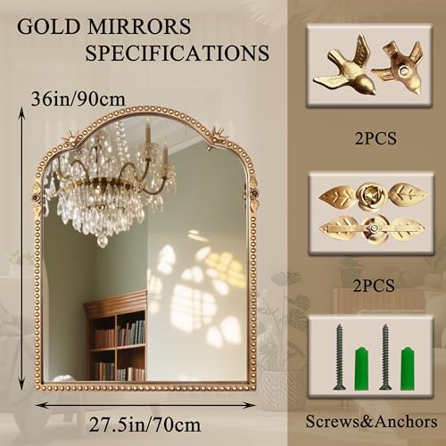 BAODANFU Baroque Arch Mirror for Wall, Decorative Accent Vanity Mirrors for - Image 4
