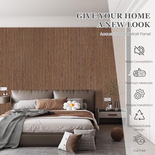 4 Pack 105.9" x 12.6" x 0.8" Acoustic Wall Panels Sound Absorbing, Wood Slat - Image 2