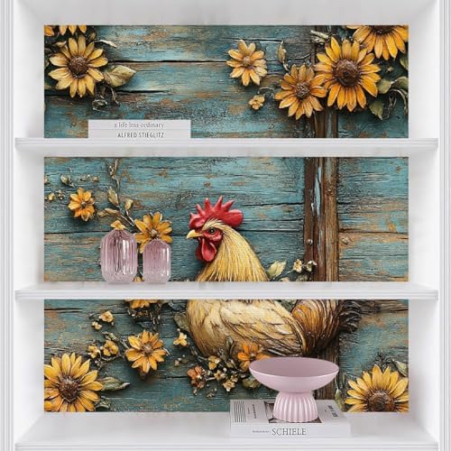 Sunflowers Rooster Wallpaper Peel and Stick 17.3"x393" Self Adhesive Thick - Image 4