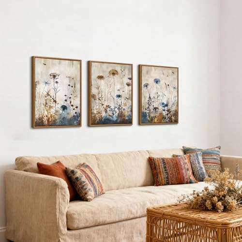 WENGTIAO 3 Pcs Vintage Framed Canvas Wall Art Prints Nature Flowers 16"x24" - Image 2