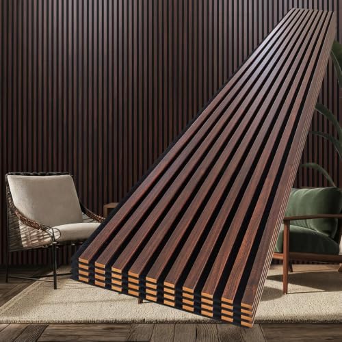 NeatiEase 4 Pack Acoustic Wall Panels, 94.5"x12" Wood Slat Wall Panel by NeatiEase