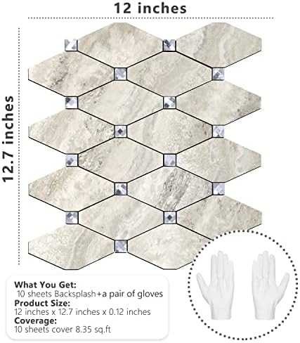 STICKGOO Peel and Stick Backsplash, 10 Sheets Beige Stone Texture Stick on - Image 6