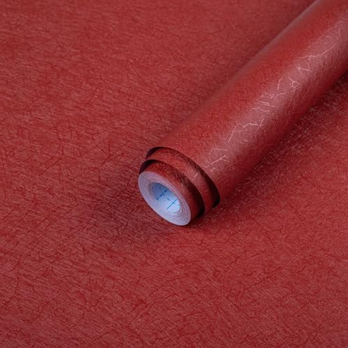 Dark Red Peel and Stick Self Adhesive Wallpaper Embossed Silk Contact Paper by Abyssaly