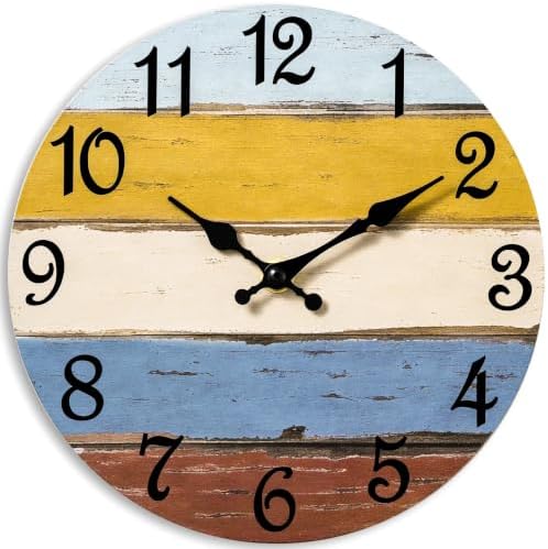 CHYLIN Wall Clock Silent Non-Ticking Battery Operated Colorful Retro by CHYLIN