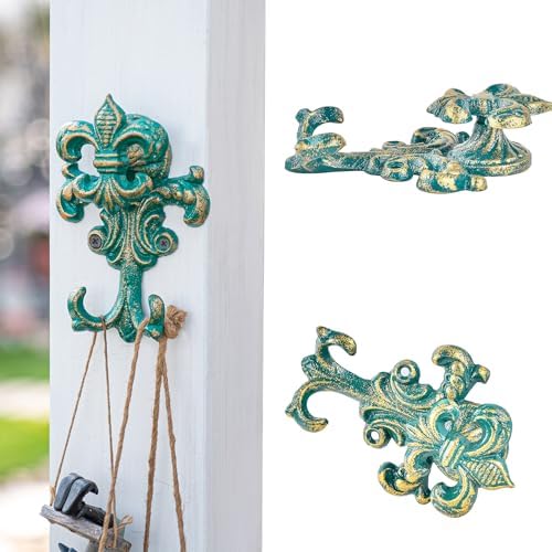 Sungmor Cast Iron Wall Hooks, 2 Pack Antique Green Coat Hooks - Image 7