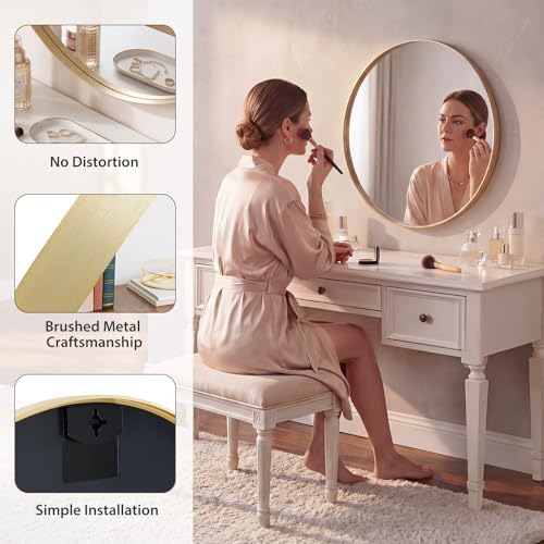 Sweetcrispy 24 Inch Round Bathroom Wall Mirror, Circle Vanity Mirror - Image 3