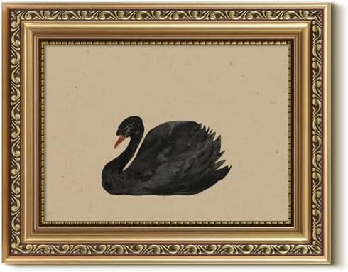 VIYYIEA Gold Framed Black Swan Wall Art Vintage Canvas Painting, 8×10 Inch by VIYYIEAART