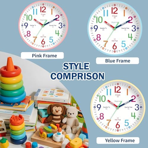 Roymnie Wall Clock 8" for Kids Learning Battery Operated Teaching Silent - Image 4
