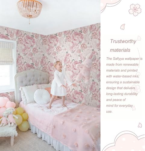 Safiyya Pink Floral Wallpaper Peel and Stick Removable Self Adhesive Wall Paper - Image 4