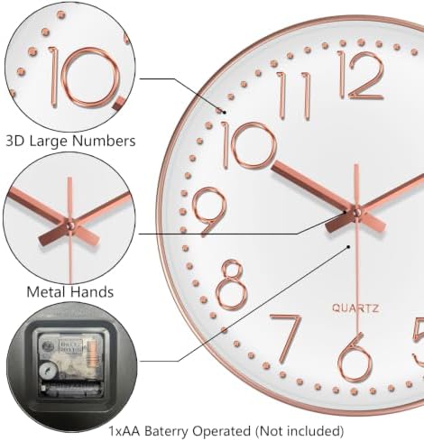 Modern Silent Wall Clock, 14 Inch Wall Clocks Battery Operated - Image 6