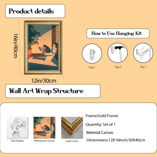 Funny Frog Bathroom Wall Art, Cute Japanese Frog in Toilet Wall Decor, - Image 3