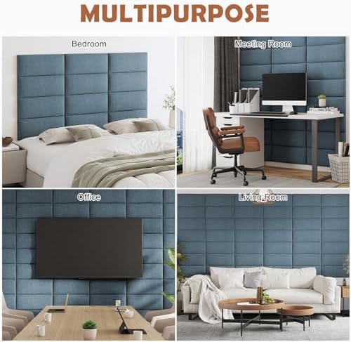 IFNOW Wall Mounted Headboard, Peel and Stick Panels, Dusty Blue - Image 5