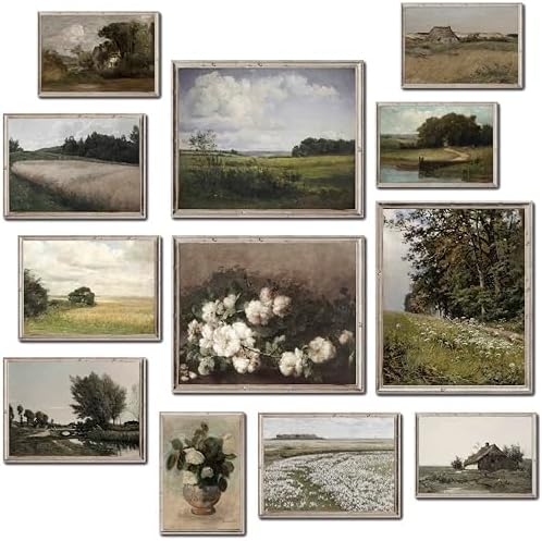 MAZUKO 12 Pcs Unframed Vintage Moody Landscape Art by MAZUKO