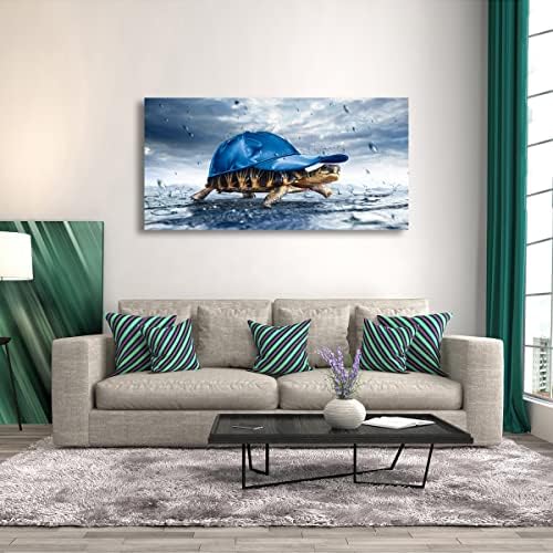 Haichuang Decor Art Funny Turtle Canvas Wall Art 40x20 Inches Framed Turtle - Image 6