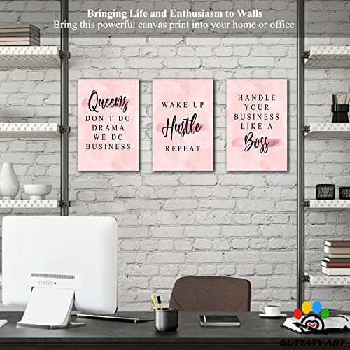 Office Wall Art-3 Panel Motivational Art, Inspirational Quotes Canvas - Image 2