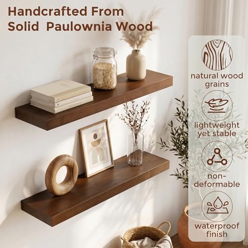 fuqing Wood Floating Shelves, 24 Inch Rustic Shelves - Image 4