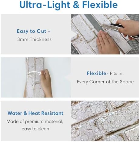 COMSTICKC 3D Faux Brick Wall Panels Peel and Stick - Image 4