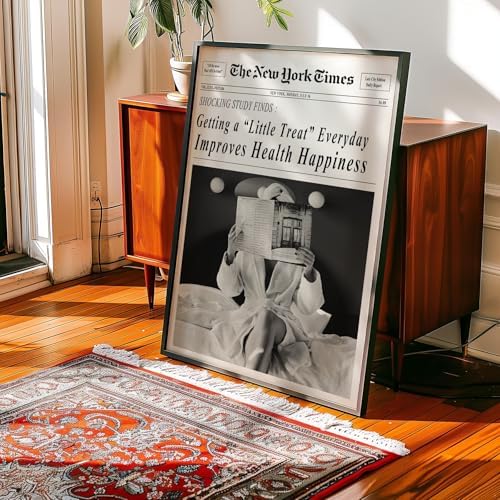Funky Black and White Newspaper Wall Art 8x12 in Black Framed Humor Quotes - Image 5
