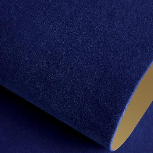 Livelynine 15.8x394 Navy Blue Velvet Peel and Stick Wallpaper Removable Dark by Livelynine