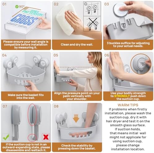 LEVERLOC Corner Shower Caddy Suction Cup, shower shelves suction cup - Image 7