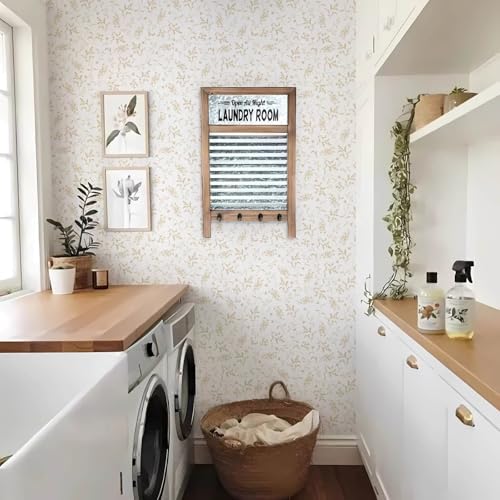 Ismoon Floral Wallpaper Peel and Stick Beige Neutral Contact Paper Wildflowers - Image 4