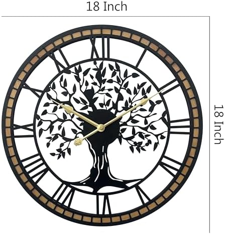 Large Wall Clock for Living Room Decor 18 Inch Tree of Life Metal Wall Art - Image 4
