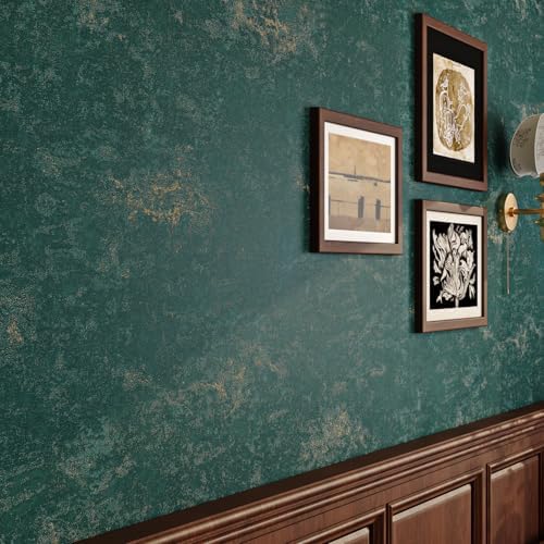 Livelynine Green Textured Wallpaper Peel and Stick Dark Limewash Emerald Green - Image 2