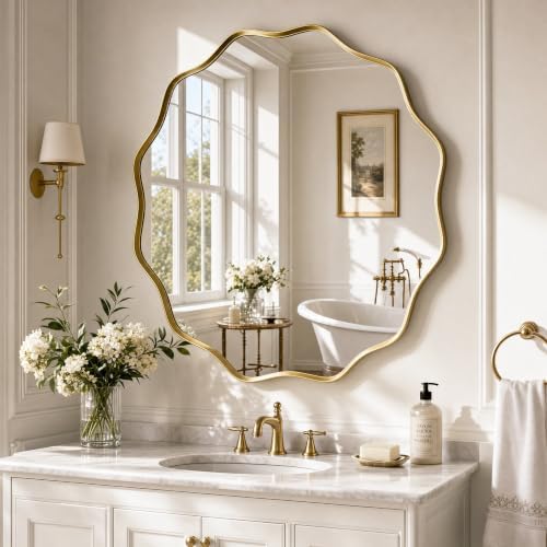 Gold Scalloped Circle Mirror - Image 2