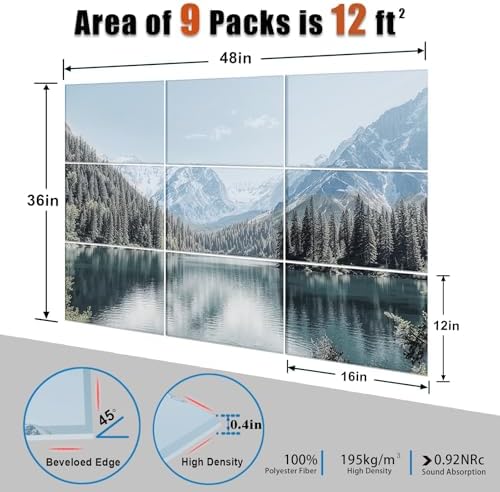 9 Pack Wall Art Acoustic Panels, Decorative Sound Dampening Panels, Acoustic - Image 4