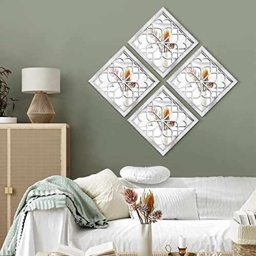 Tatuo 4 Pcs Mirrors Square Wall Mirror, Gorgeous Rustic Farmhouse Accent Mirror - Image 6