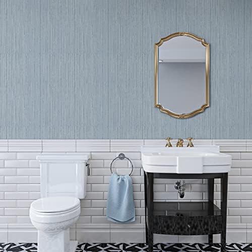 VaryPaper Blue Grasscloth Peel and Stick Wallpaper Textured Faux Grasscloth - Image 4