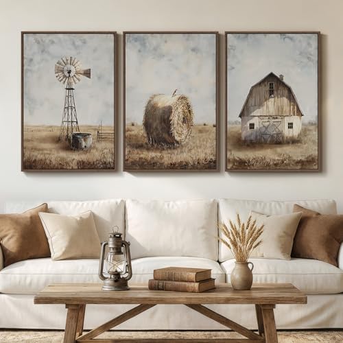 Framed Neutral Farmhouse Wall Art by Cuspin