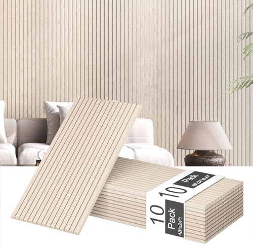 10 Pack 48x24 inch Acoustic Wall Panels-Light Camel by 100PolyesterAcousticPanel