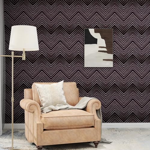 Vinjiasin 3D Wood Grain Chevron Peel and Stick Wallpaper – Rustic Dark Wood - Image 2