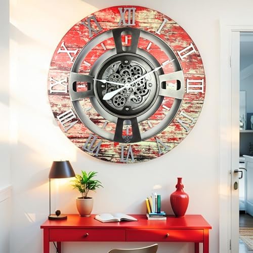 ImprovingLife The Gears Clock Real Moving Gear Wall Clock England Line) - Image 2