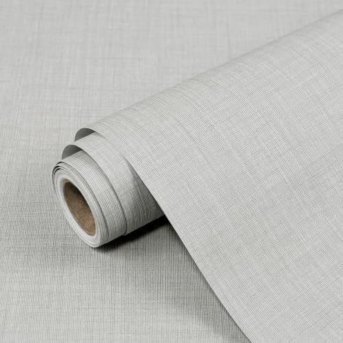 Gray Grasscloth Peel and Stick Wallpaper 15.7"x200" by Qianglive