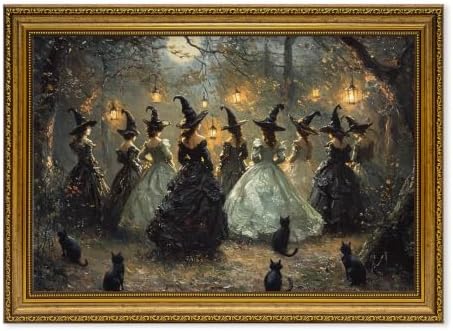 Halloween Vintage Witch in Forest Canvas Wall Art by FramedCanvasWallArt