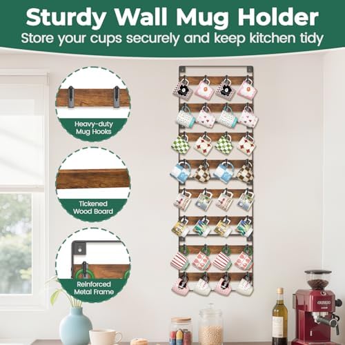 EsLuker.ly Mug Holder Hanger Cup Display Rack Wall Mounted, 4 Pack - Image 6
