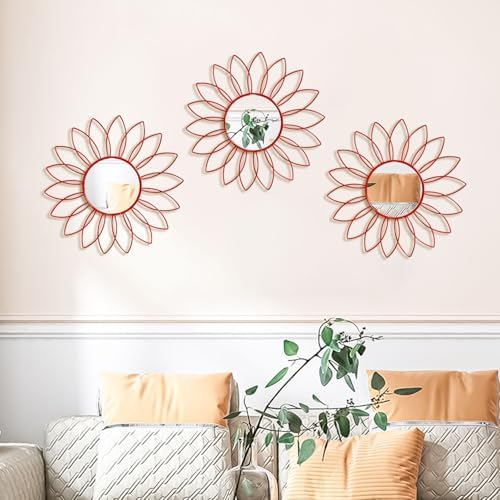 3 Pack Metal Mirrors for Wall Cute Sunburst Wall Mirror Home Decor Wall Art - Image 5