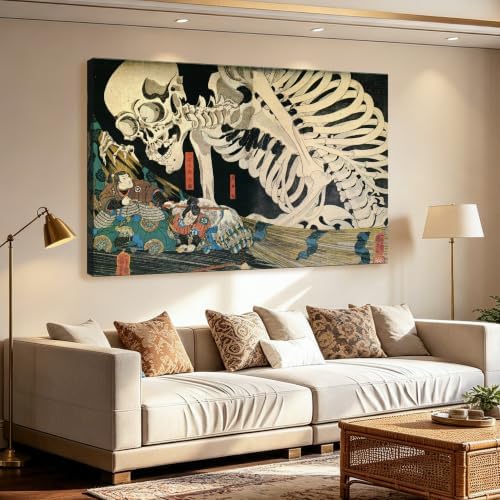 msspart Utagawa Kuniyoshi Canvas Wall Art Japanese Ukiyoe-E Skeleton Artwork by msspart