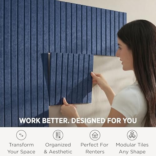 VIVELDA Felt Bulletin Board Tiles 48"x36" - Image 2