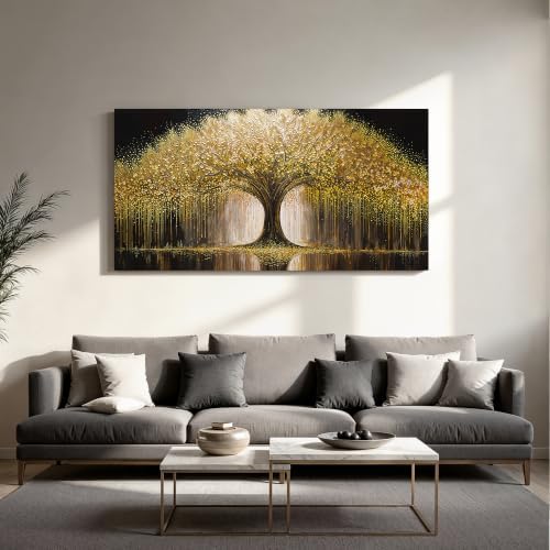 Gold Tree Of Life Wall Art Decor 20"x40" Modern Canvas Wall Art - Image 4